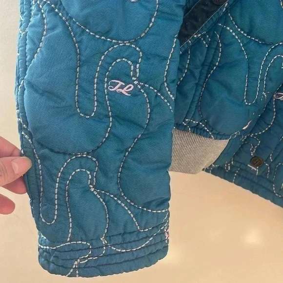 [M/US S/P]Tough Jeansmith Embroidered Blue Bomber Jacket  with Convertible Hood - Picture 5 of 8